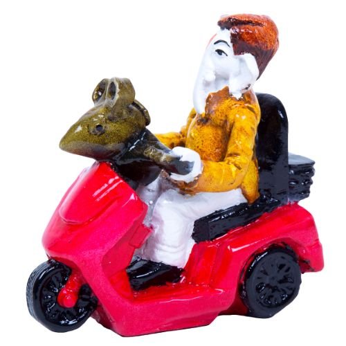 Unique Design Lord Ganesh Riding Red Scooter Best Item for Home Decor - Karigaari India Aesthetic Home Decor