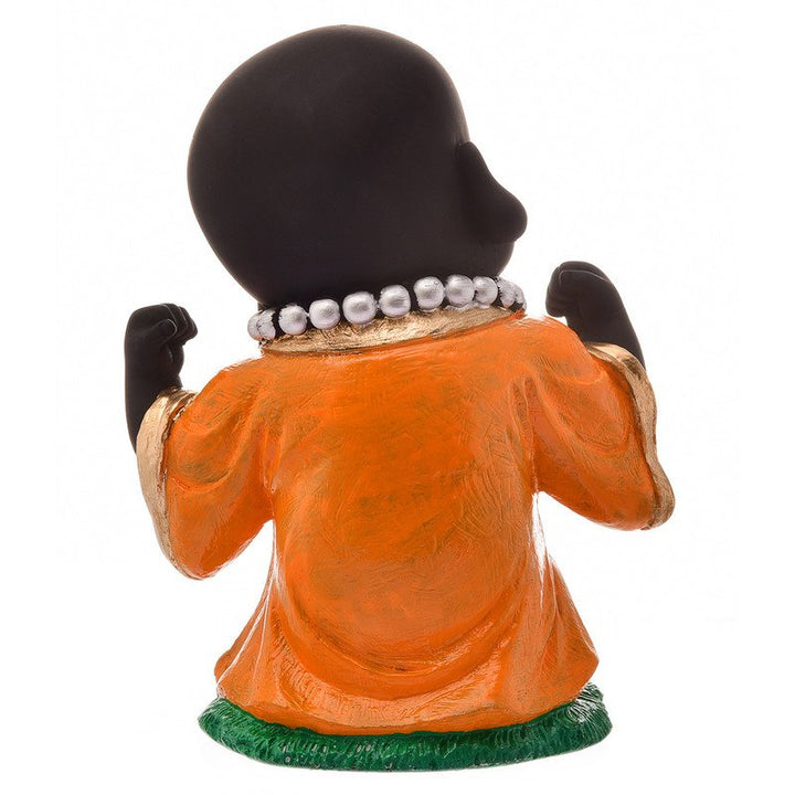 Handcrafted Ployresin Standing Lord Buddha Statue Showpiece Home Decor/Office Decor/Spiritual Gift, Black And Orange - Karigaari India Aesthetic Home Decor
