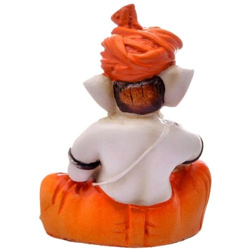 Little Lord Ganesha Idol Playing Instruments Best & Unique Design Orange for Home Decor - Karigaari India Aesthetic Home Decor