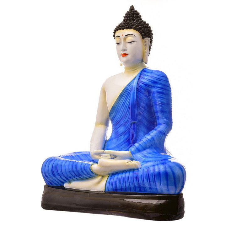 Handcrafted Ployresin Meditating Lord Buddha Statue Showpiece Home Decor/Office Decor/Spiritual Gift, Blue Colour - Karigaari India Aesthetic Home Decor
