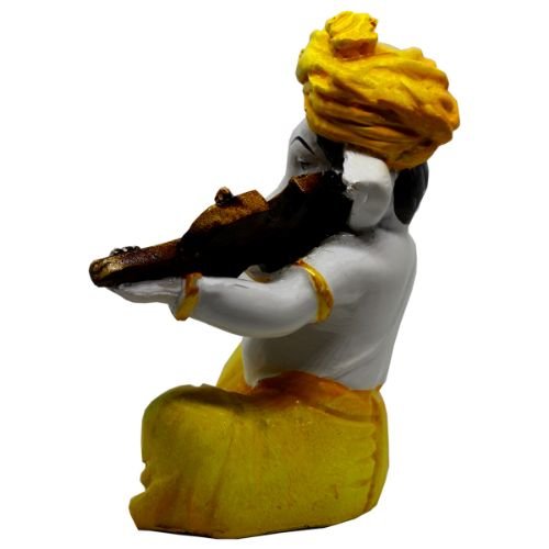 Small Lord Ganesha Idol Playing Instruments Best & Unique Design Yellow for Home Decor - Karigaari India Aesthetic Home Decor