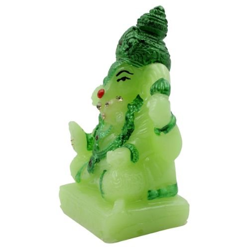 Small Lord Ganesha Sitting Idol Crystal Green Colour for Home Decor - Karigaari India Aesthetic Home Decor