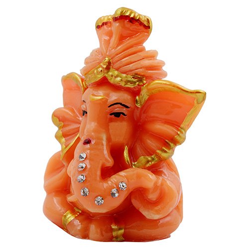 Small Lord Ganesha Sitting Idol Orange And Pink Ornaments Best for Home Decor - Karigaari India Aesthetic Home Decor