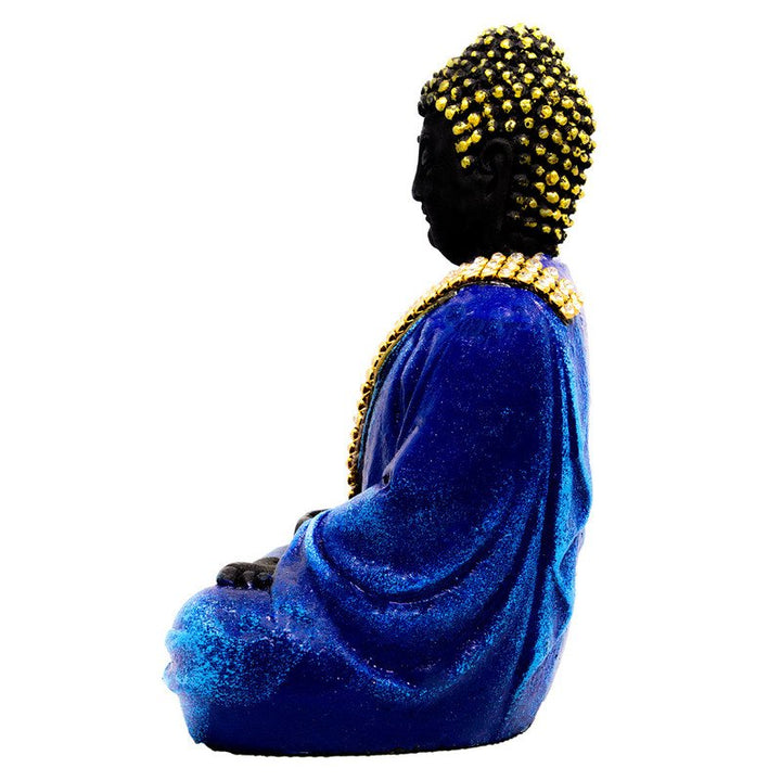 Handcrafted Ployresin Lord Buddha Sitting Meditating Shiny Dark Blue Colour Statue Showpiece Home Decor/Office Decor/Spiritual Gift - Karigaari India Aesthetic Home Decor