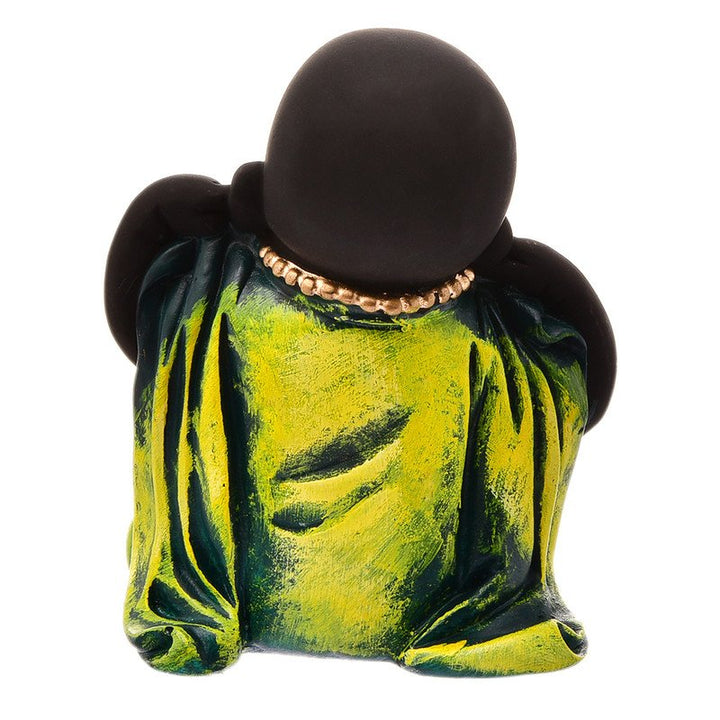 Handcrafted Ployresin Green Colour Sitting And Putting Fingers In Ears Lord Buddha Statue Showpiece Home Decor/Office Decor/Spiritual Gift - Karigaari India Aesthetic Home Decor