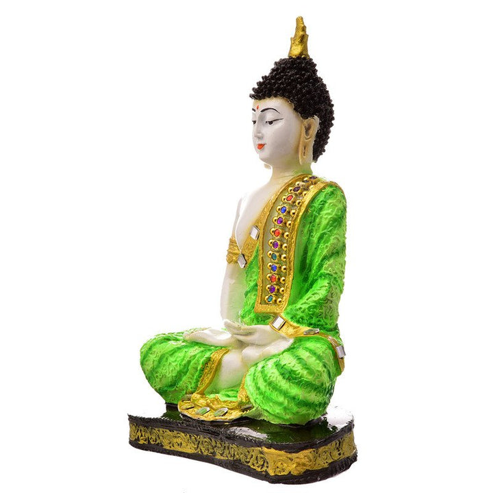 Handcrafted Ployresin Lord Buddha Meditating Statue Light Green Colour Showpiece Home Decor/Office Decor/Spiritual Gift - Karigaari India Aesthetic Home Decor