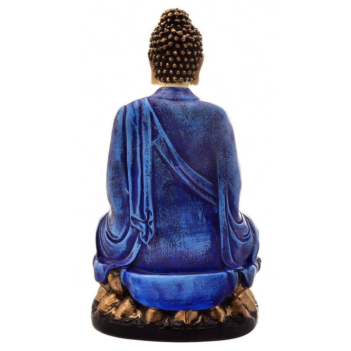 Handcrafted Ployresin Lord Buddha Meditating Statue Sitting On Lotus Showpiece Home Decor/Office Decor/Spiritual Gift, Blue - Karigaari India Aesthetic Home Decor