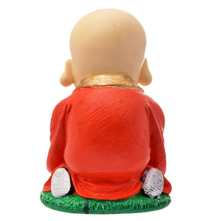 Handcrafted Ployresin Lord Buddha Orange Colour Sitting Statue Sitting Showpiece Home Decor/Office Decor/Spiritual Gift - Karigaari India Aesthetic Home Decor