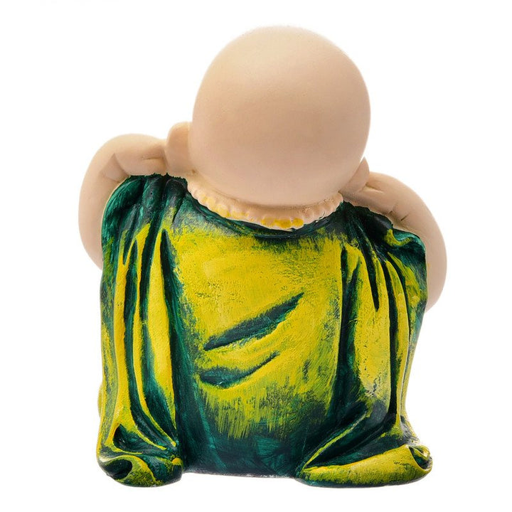 Handcrafted Ployresin Lord Buddha Statue Sitting Putting Fingers In Ears Light Green Colour  Showpiece Home Decor/Office Decor/Spiritual Gift - Karigaari India Aesthetic Home Decor
