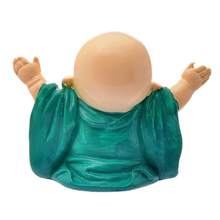 Handcrafted Ployresin Lord Buddha Statue Sitting Laughing Green Colour  Showpiece Home Decor/Office Decor/Spiritual Gift - Karigaari India Aesthetic Home Decor