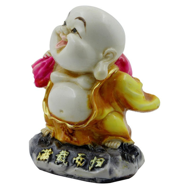 Handcrafted Ployresin Lord Buddha Stading With Laughing Statue Showpiece Home Decor/Office Decor/Spiritual Gift, Multicolour - Karigaari India Aesthetic Home Decor