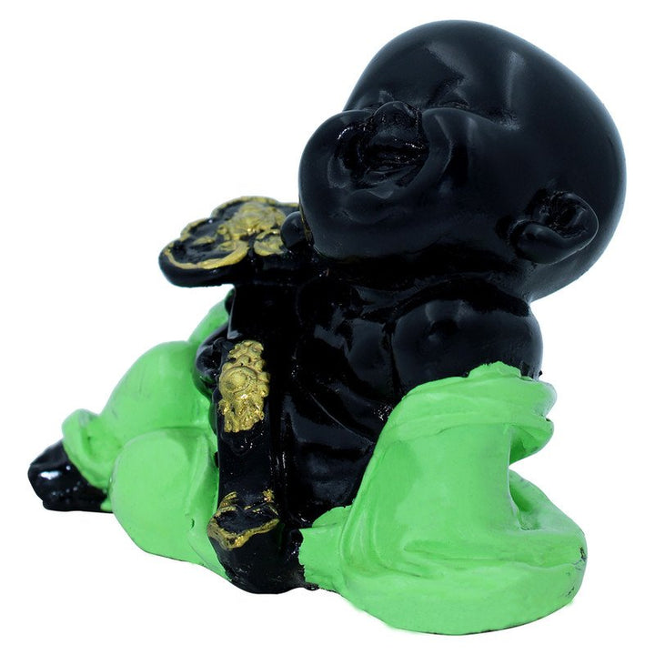 Handcrafted Ployresin Lord Buddha Sleeping Statue Showpiece Home Decor/Office Decor/Spiritual Gift, Black And Green Colour - Karigaari India Aesthetic Home Decor
