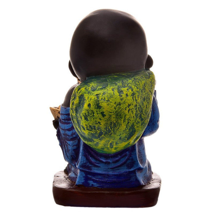 Handcrafted Ployresin Lord Buddha Laughing Statue  Showpiece Home Decor/Office Decor/Spiritual Gift, Blue And Black Colour - Karigaari India Aesthetic Home Decor