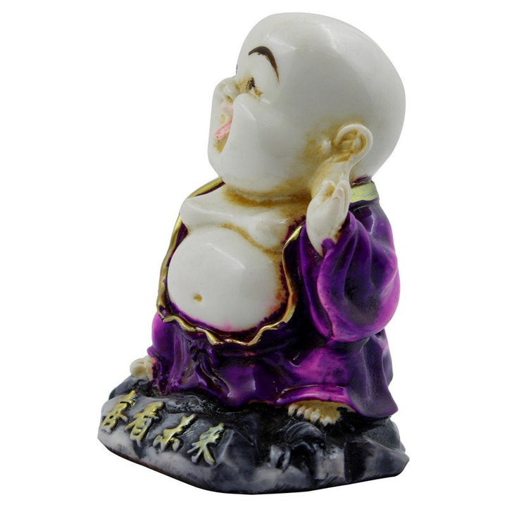 Handcrafted Ployresin Lord Buddha Laughing And Standing  White And Purple Statue Showpiece Home Decor/Office Decor/Spiritual Gift - Karigaari India Aesthetic Home Decor