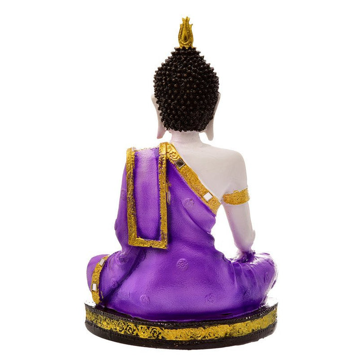 Handcrafted Ployresin Lord Buddha Purple Colour Meditating Sitting Statue Sitting On Golden  Colour Table Showpiece Home Decor/Office Decor/Spiritual Gift - Karigaari India Aesthetic Home Decor