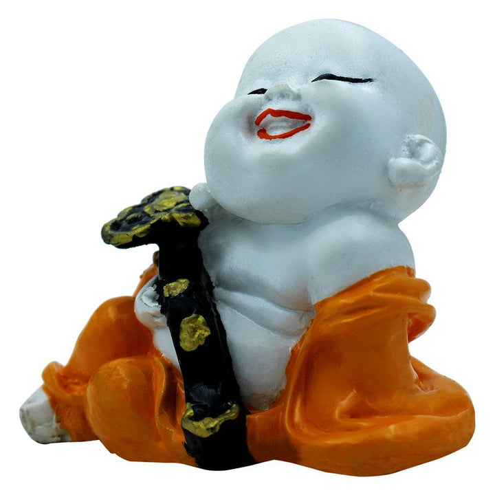 Handcrafted Ployresin Lord Buddha Sitting With Snake With Cute  Smile Statue Showpiece Home Decor/Office Decor/Spiritual Gift, White And Orange - Karigaari India Aesthetic Home Decor