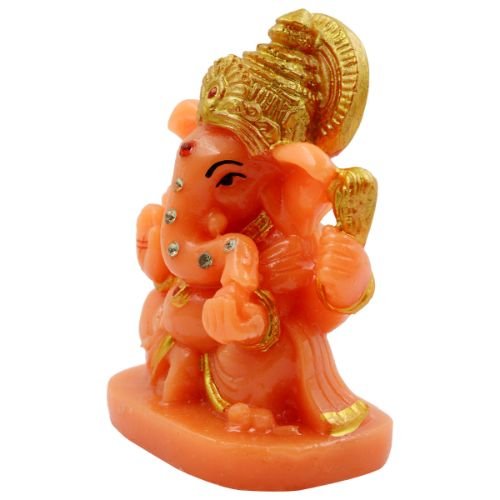 Small Lord Ganesha Sitting Idol Orange Colour for Home Decor - Karigaari India Aesthetic Home Decor