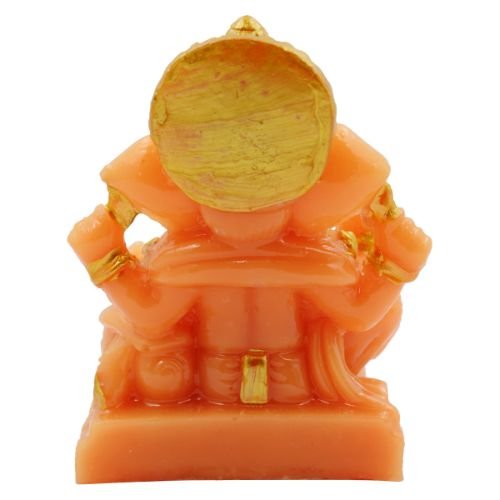 Small Lord Ganesha Wearing ornaments And Sitting Orange Colour Idol for Home Decor - Karigaari India Aesthetic Home Decor