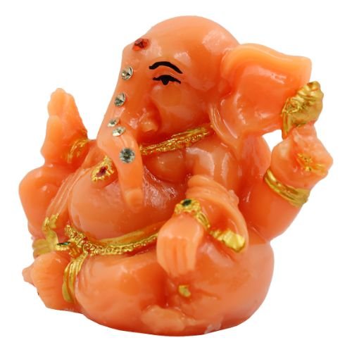 Lord Ganesha Sitting Without Mughat Orange Colour Idol for Home Decor - Karigaari India Aesthetic Home Decor