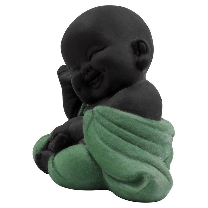 Handcrafted Ployresin Lord Buddha Sitting And Sleeping Statue Showpiece Home Decor/Office Decor/Spiritual Gift, Black And Green - Karigaari India Aesthetic Home Decor