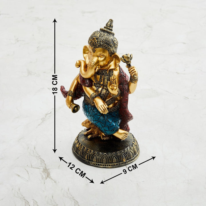 Elegant Resin Lord Ganesha Idol for Home Decor & Gifting | Artistic Sitting Ganpati Murti | Auspicious Showpiece for Mandir & Living Room - Karigaari India Aesthetic Home Decor
