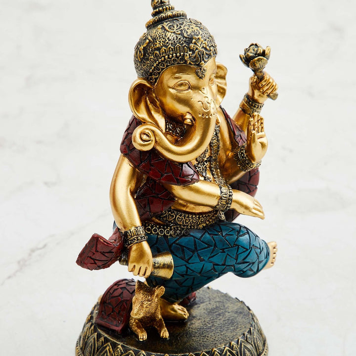 Elegant Resin Lord Ganesha Idol for Home Decor & Gifting | Artistic Sitting Ganpati Murti | Auspicious Showpiece for Mandir & Living Room - Karigaari India Aesthetic Home Decor