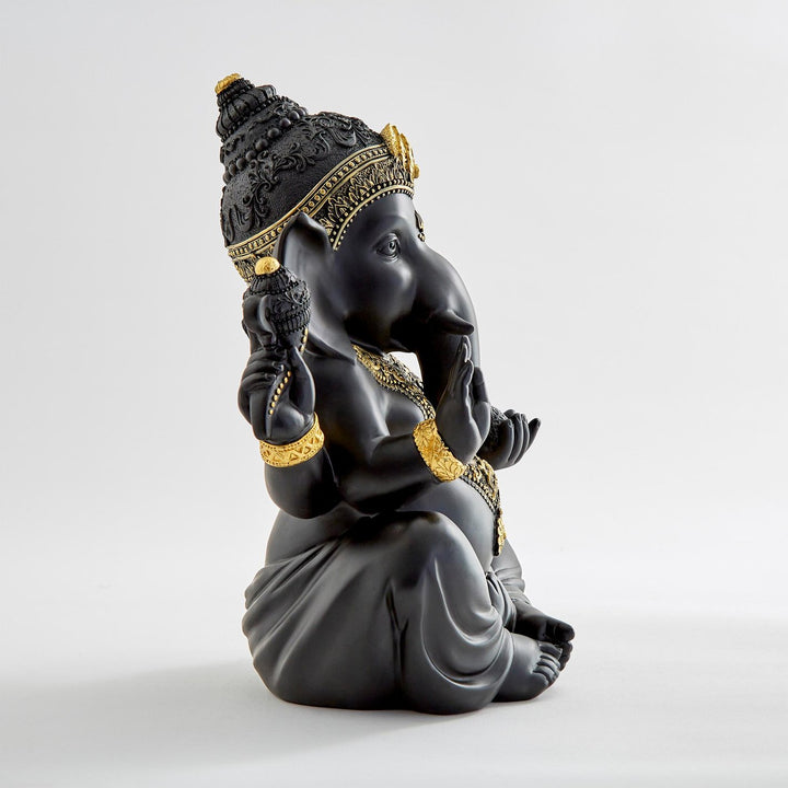 Matte Black Ganesha Idol Resin Ganpati Murti for Mandir, Living Room & Gifting - Karigaari India Aesthetic Home Decor