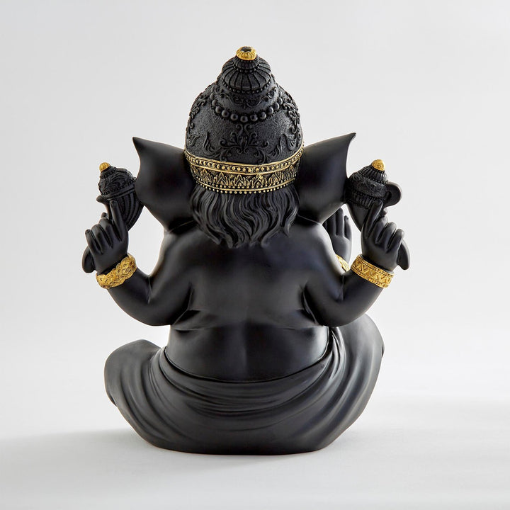 Matte Black Ganesha Idol Resin Ganpati Murti for Mandir, Living Room & Gifting - Karigaari India Aesthetic Home Decor