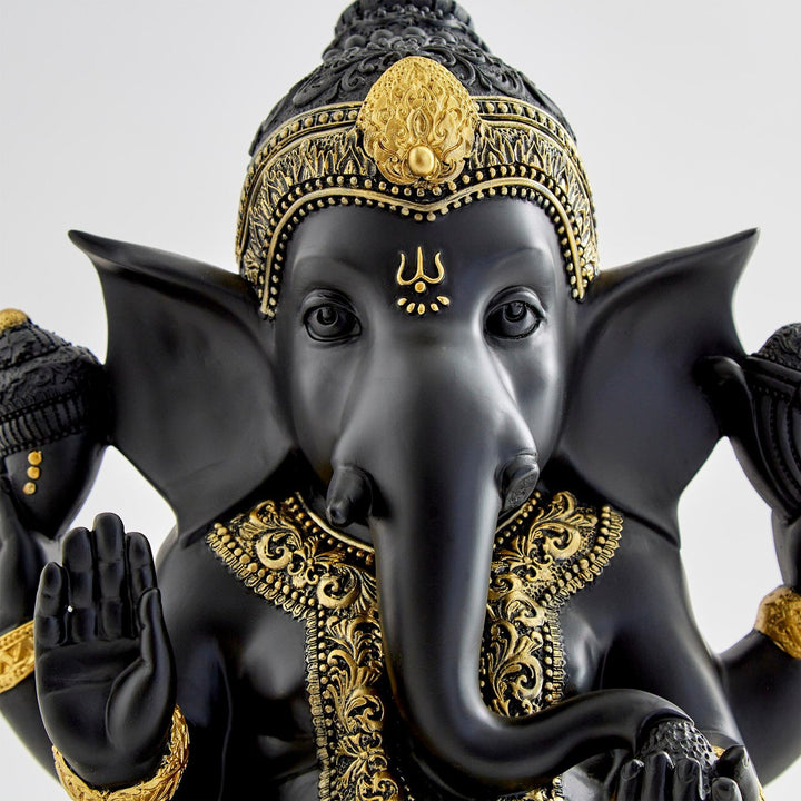 Matte Black Ganesha Idol Resin Ganpati Murti for Mandir, Living Room & Gifting - Karigaari India Aesthetic Home Decor