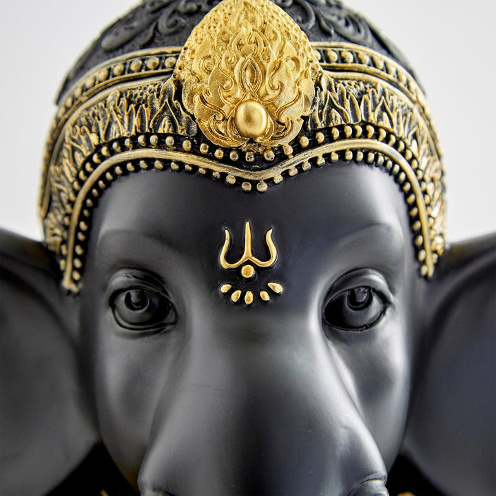 Matte Black Ganesha Idol Resin Ganpati Murti for Mandir, Living Room & Gifting - Karigaari India Aesthetic Home Decor