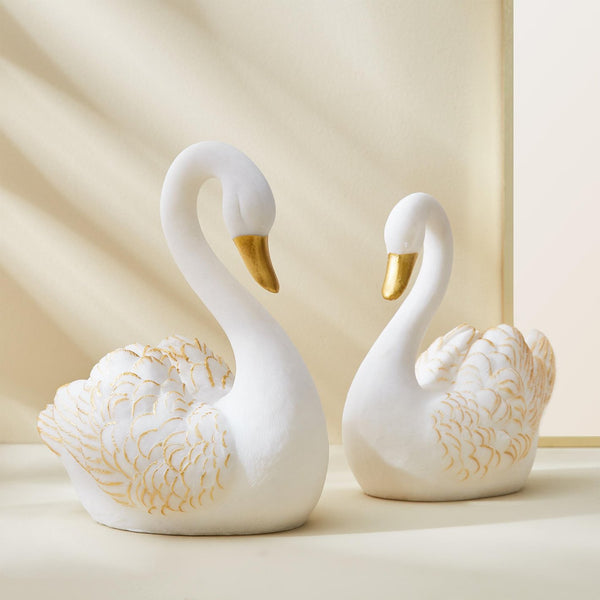 Luxury Swan Figurines Set Romantic Decor
