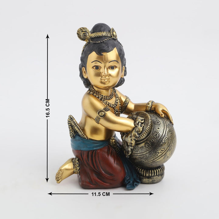 Krishna with Pot Figurine | Lord Krishna Makhan Chor Idol for Home Dec ...