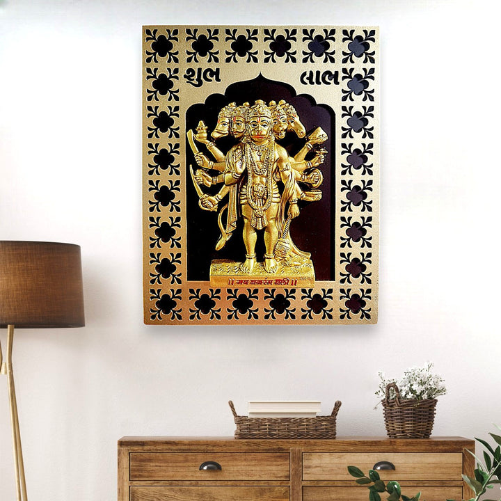 Panchmukhi Hanuman Wooden Wall Hanging for Home Entrance - Karigaari India Aesthetic Home Decor