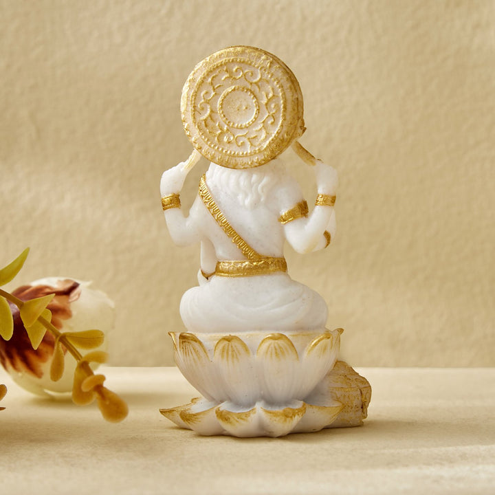 White Gold Ganesha Laxmi Resin Set - Karigaari India Aesthetic Home Decor