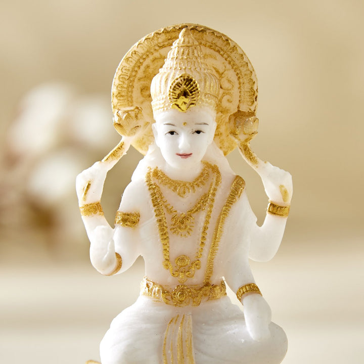 White Gold Ganesha Laxmi Resin Set - Karigaari India Aesthetic Home Decor