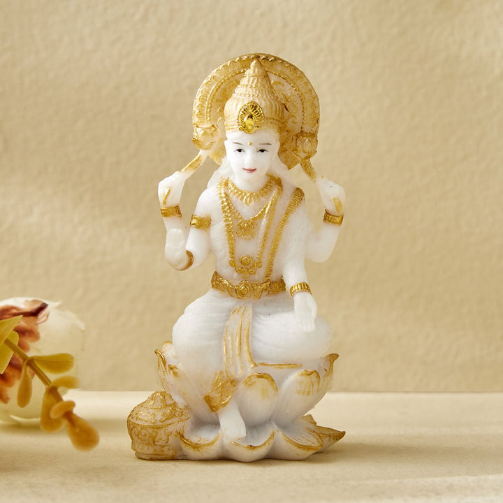White Gold Ganesha Laxmi Resin Set - Karigaari India Aesthetic Home Decor