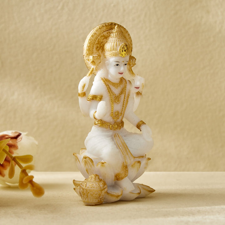 White Gold Ganesha Laxmi Resin Set - Karigaari India Aesthetic Home Decor