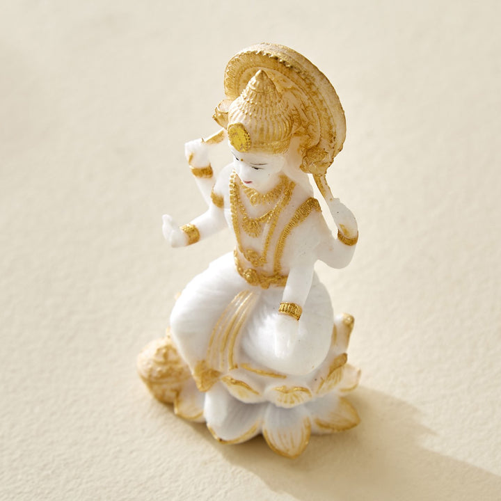 White Gold Ganesha Laxmi Resin Set - Karigaari India Aesthetic Home Decor