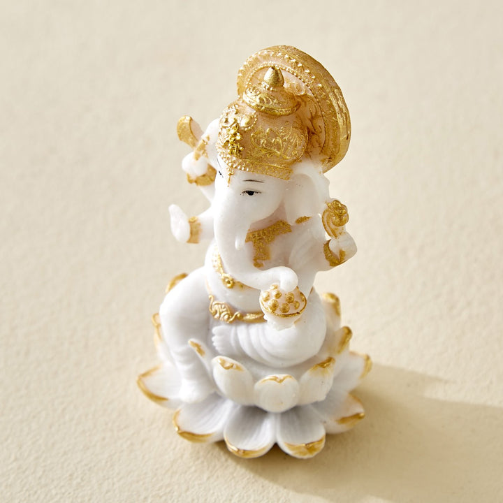 White Gold Ganesha Laxmi Resin Set - Karigaari India Aesthetic Home Decor