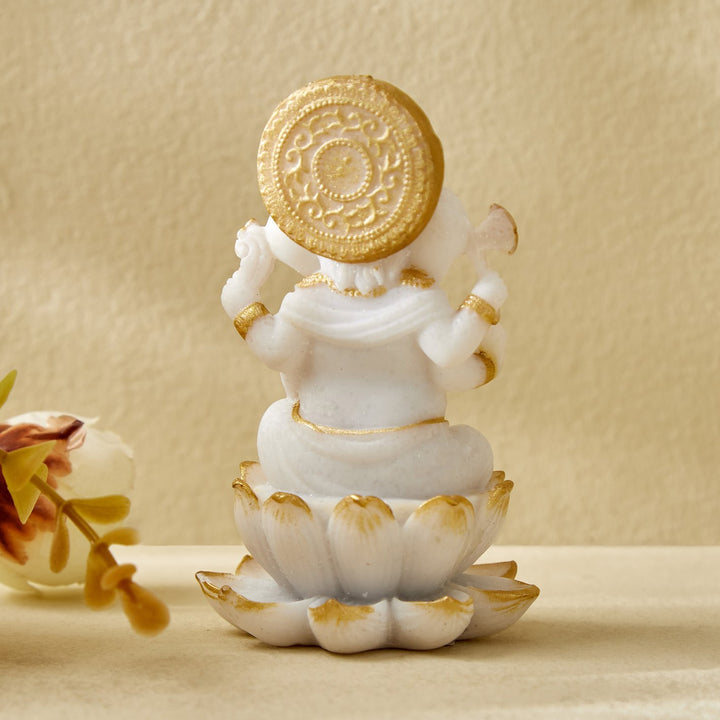 White Gold Ganesha Laxmi Resin Set - Karigaari India Aesthetic Home Decor