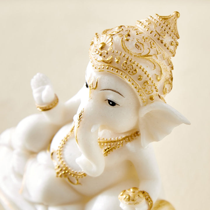 Auspicious Ganesha on Shell Statue | Symbol of Prosperity & New Beginnings - Karigaari India Aesthetic Home Decor