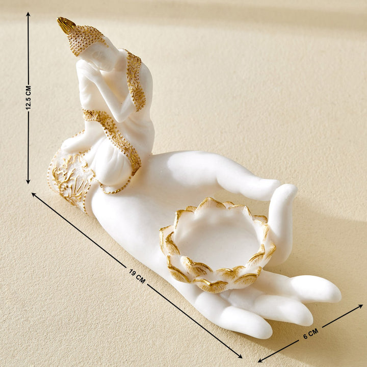 Buddha Trio Statue Set | Seated, Reclining, Candle Holder - Resin Decor-Resin Set for Meditation & Peaceful Home - Karigaari India Aesthetic Home Decor