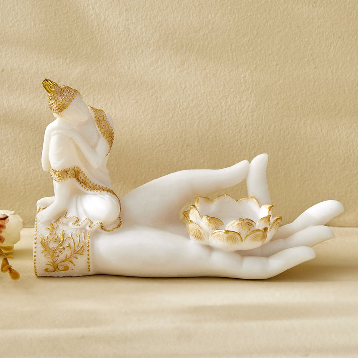 Buddha Trio Statue Set | Seated, Reclining, Candle Holder - Resin Decor-Resin Set for Meditation & Peaceful Home - Karigaari India Aesthetic Home Decor