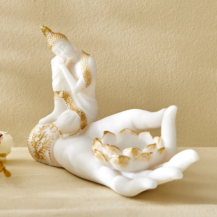 Buddha Trio Statue Set | Seated, Reclining, Candle Holder - Resin Decor-Resin Set for Meditation & Peaceful Home - Karigaari India Aesthetic Home Decor