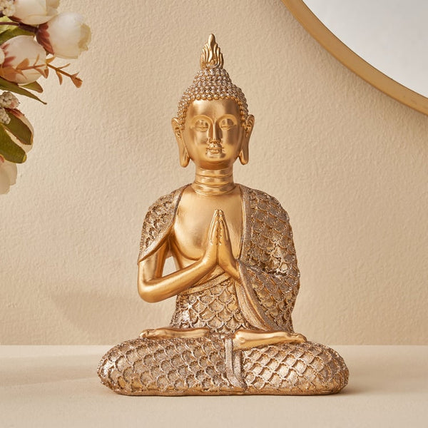 Majestic Golden Meditating Buddha Statue for Profound Peace & Enlightenment  | Premium Polyresin Figurine for Serene Zen Home Decor, Yoga Studio & Auspicious Spiritual Gift