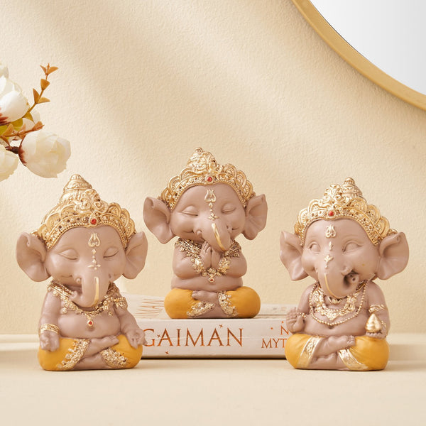 Ganesha Trio – A Whimsical Touch of Divinity for Your Space - Karigaari India Aesthetic Home Decor