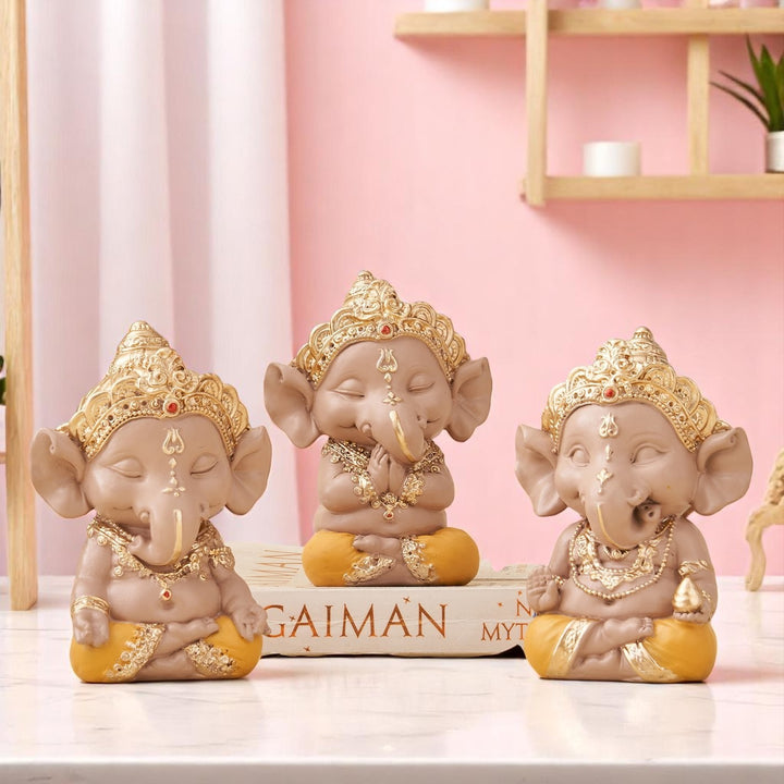 Ganesha Trio – A Whimsical Touch of Divinity for Your Space - Karigaari India Aesthetic Home Decor