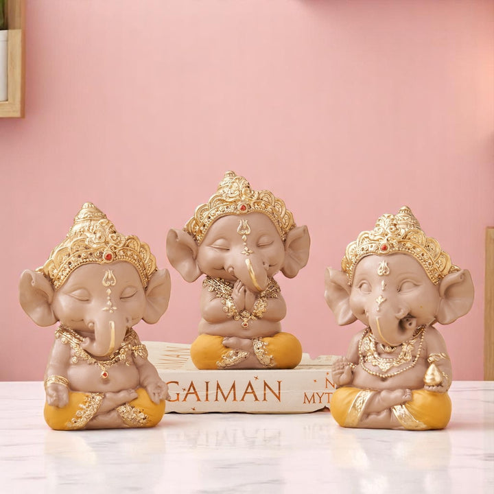 Ganesha Trio – A Whimsical Touch of Divinity for Your Space - Karigaari India Aesthetic Home Decor