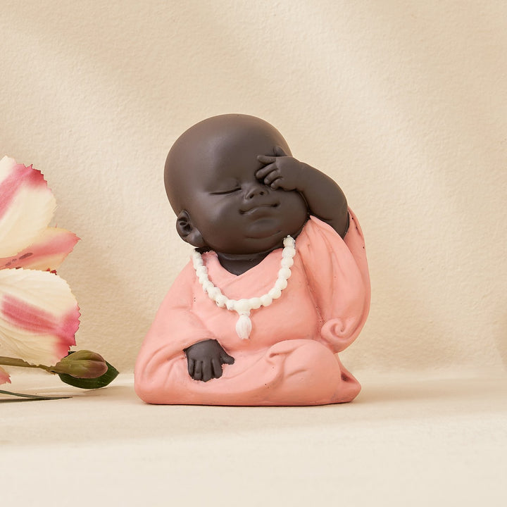 Corsica Set of 3 Polyresin Mini Monk Figurines - Karigaari India Aesthetic Home Decor