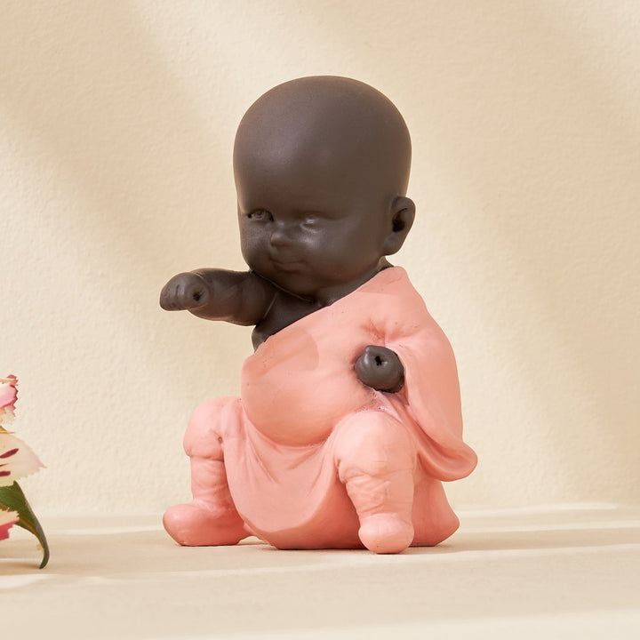 Corsica Set of 3 Polyresin Kung Fu Mini Monks - Karigaari India Aesthetic Home Decor